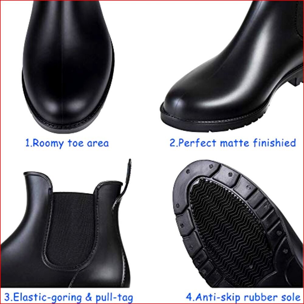 Waterproof Chelsea Rain Boots with Rubber Sole and EVA Insole - Picture 6 of 7